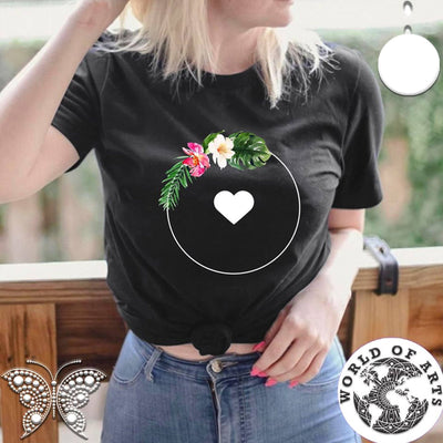 Flower circle Heart T-Shirt