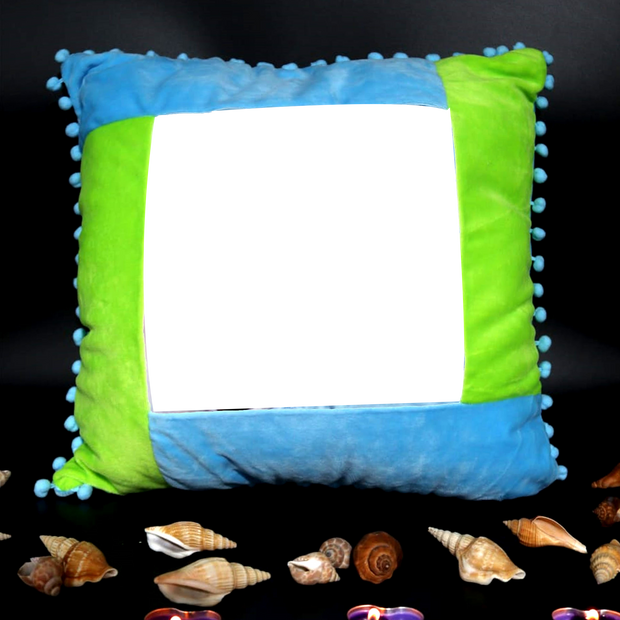 blue and green pillow With Circles edge