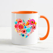 Floral Heart on orange mug