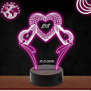 Hearts and date 3D led lamp