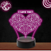 Pattern heart 3D led lamp