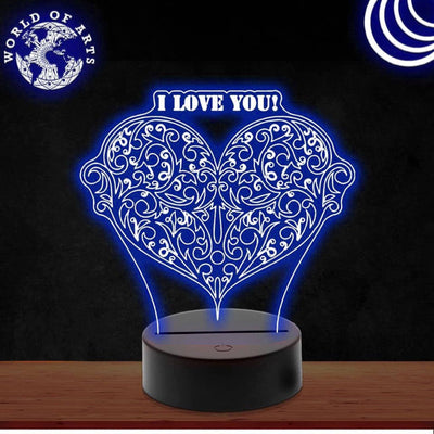 Pattern heart 3D led lamp