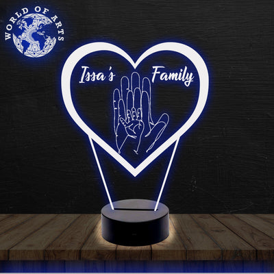 Family Hands in Heart 3D led lamp