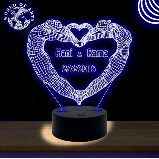 Couple heart 3D led lamp
