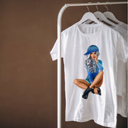 Cute Girl wearing blue T-Shirt