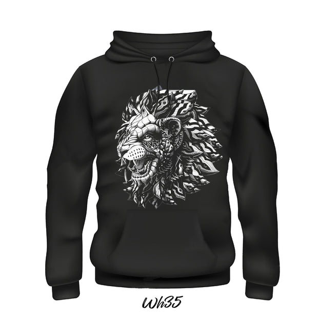 Lion Black and White Hoodie