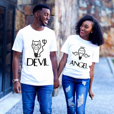 Couples devil and angel T-shirt