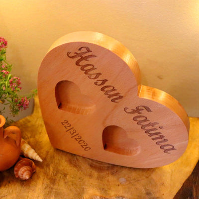 Heart Rings Beech Wood Gift