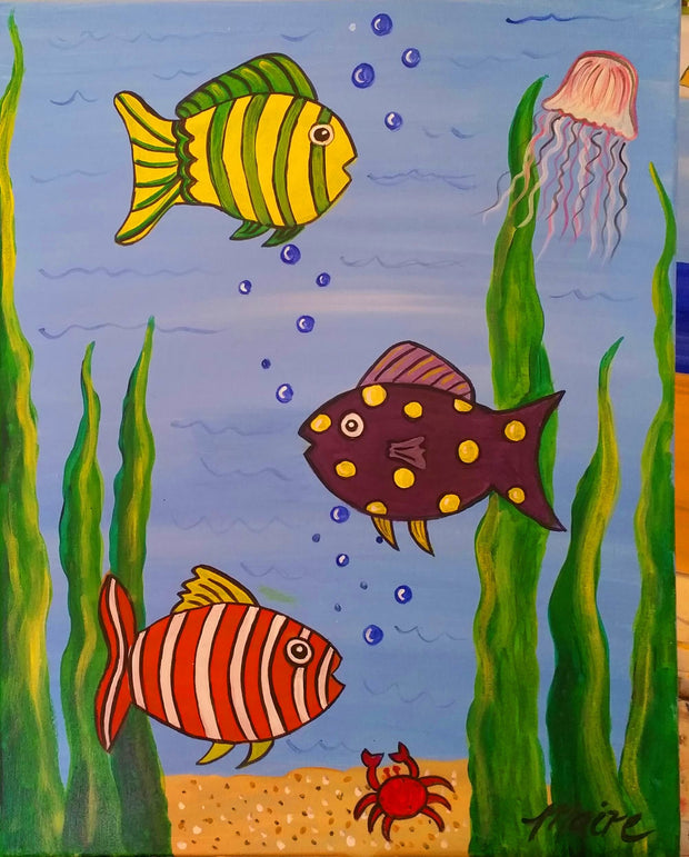 Color ful fish canvas portrait
