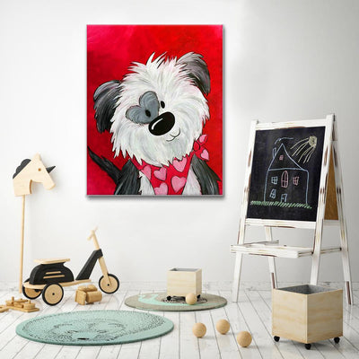 Cartoon dog canvas portrait