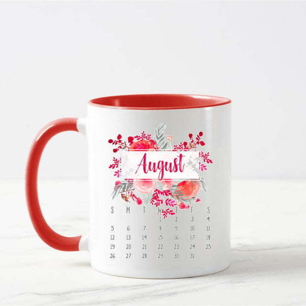Red flower calendar Mug