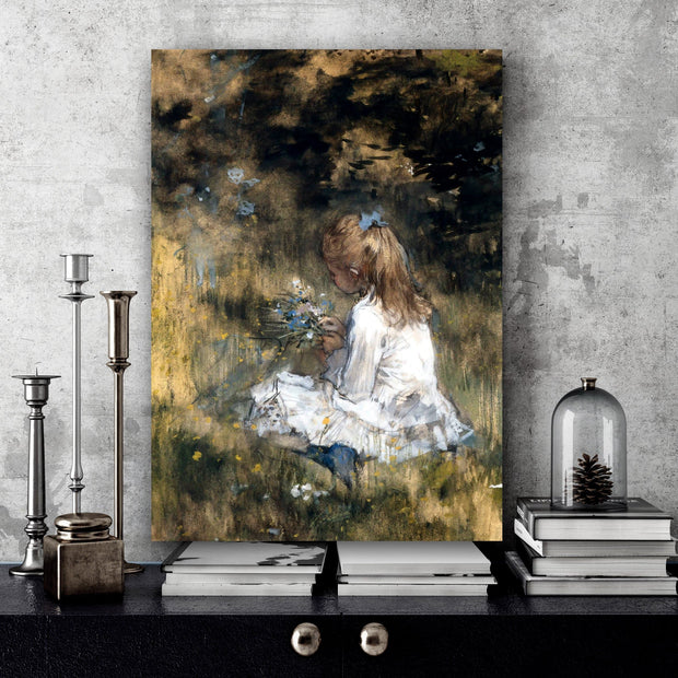 Girl with Flowers canvas portrait