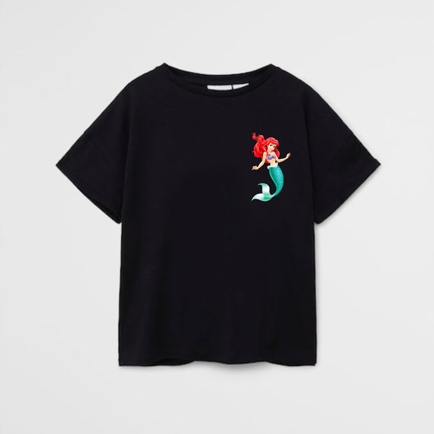 Little Mermaid Girls black t-shirt for kids