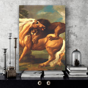 The attacking lion Canvas Portrait