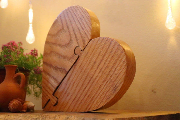 Two parts Puzzle heart Beech Wood Gift