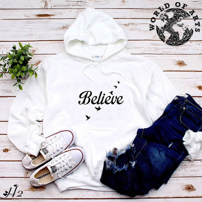 English Believe Quote Hoodie