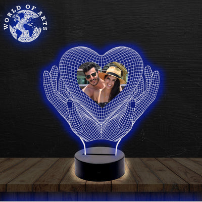 Hands holding heart 3D led lamp