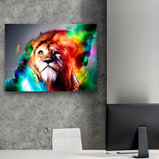 Lion colorful  canvas portrait