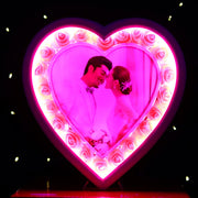 Heart LED with red frame flowers