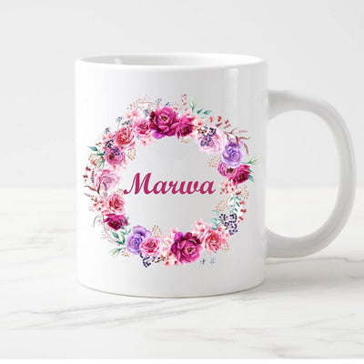 Name in Flower arc White Mug