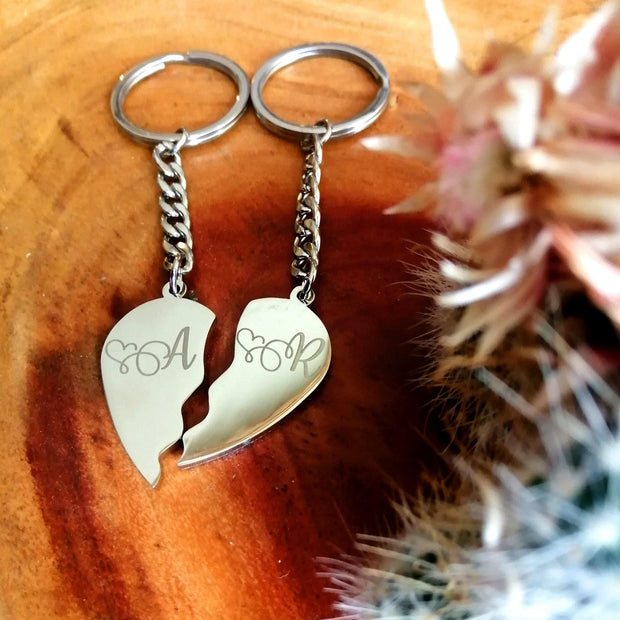 Two parts heart Key chain
