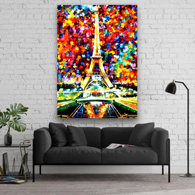 Eiffel tower colorful canvas portrait