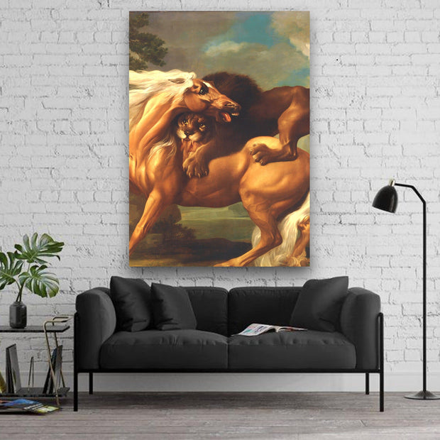 The attacking lion Canvas Portrait