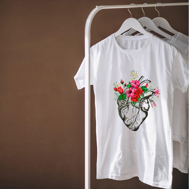 Colorful Floral Heart T-Shirt