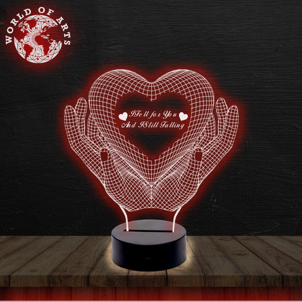Holding heart quote 3D led lamp