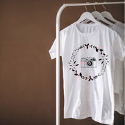 Camera in Floral frame T-Shirt