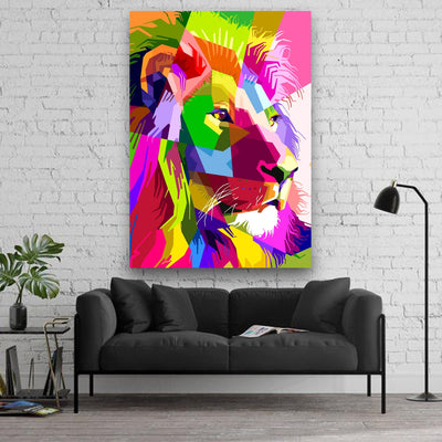 Colorful lion Canvas Portrait