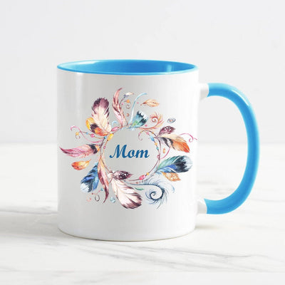 Mom in Flower arc Blue Mug
