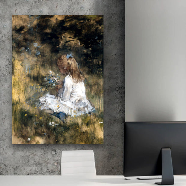 Girl with Flowers canvas portrait