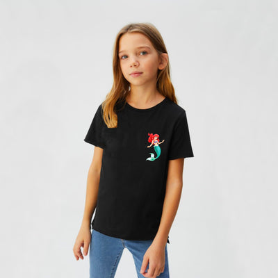 Little Mermaid Girls black t-shirt for kids