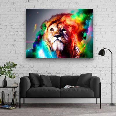 Lion colorful  canvas portrait