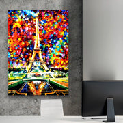 Eiffel tower colorful canvas portrait