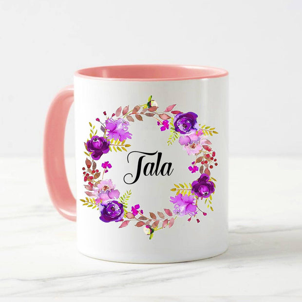 Customized Pink Purple Flowers Mug
