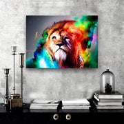 Lion colorful  canvas portrait