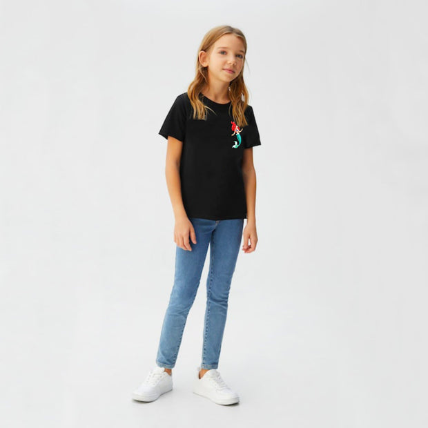 Little Mermaid Girls black t-shirt for kids
