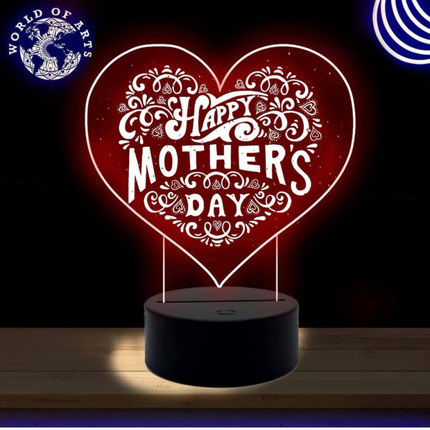 Mother day heart 3D led lamp