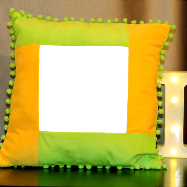 yellow and green pillow With Circles edge