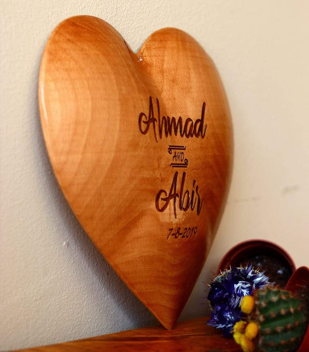 Engraved Beech 3D Heart