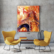 Eiffel Tower in color Canvas Portrait