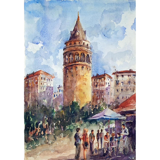 Istanbul Galata tower art Canvas Portrait