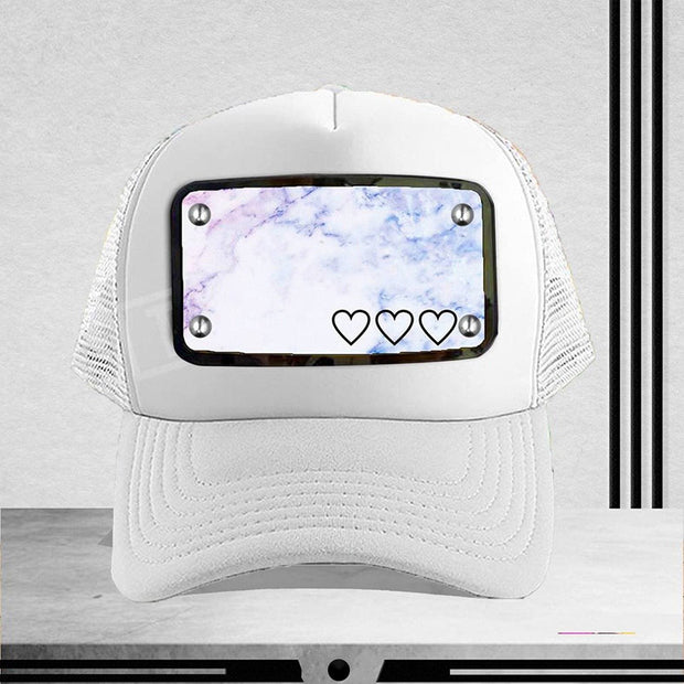 White marble customized white cap