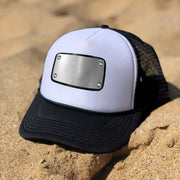 Customized white black cap