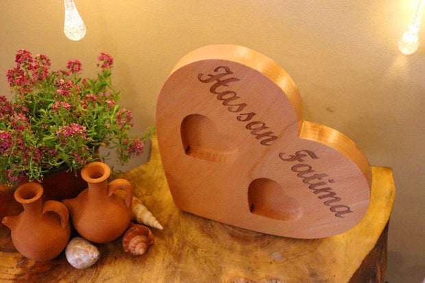 Heart Rings Beech Wood Gift