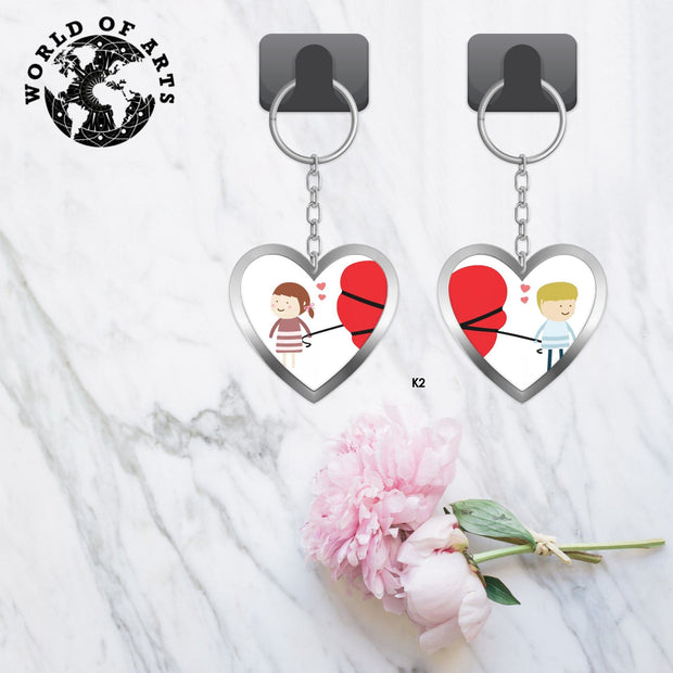 Couples love Half heart Key chain