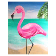 Flamingo beach canvas portrait
