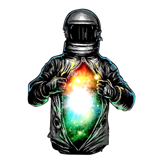 Colorful astronaut black T-Shirt